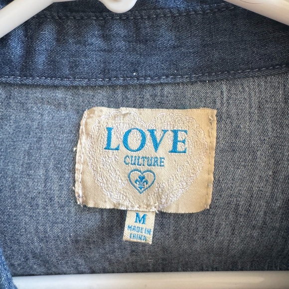 NWOT Lace Back Denim Button Down Shirt - Picture 3 of 5